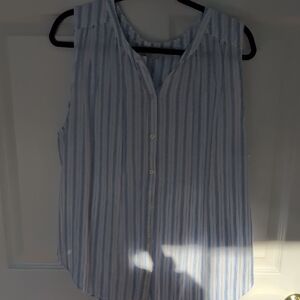Striped Sleeveless Top - Blue and White